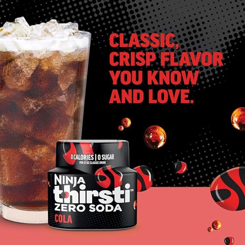 Ninja Thirsti Gotas de agua saborizadas, cero soda cola, sabores clásicos de soda, espumosos o sin gas, cero calorías, cero azúcar, hace 17, bebidas de 12 onzas, paquete de 3, WCFCOLAAM