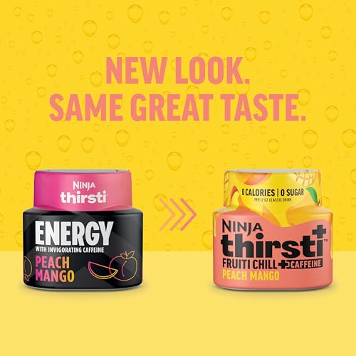 Ninja Thirsti Flavored Water Drops  FRUITI CHILL  Peach Mango  Bold Fruit Flavor with Caffeine Sparkling or Still  Zero Calories  Zero Sugar  Makes 17  12oz drinks  3 Pack  WCFPCMGAM