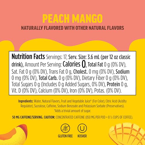 Ninja Thirsti Flavored Water Drops  FRUITI CHILL  Peach Mango  Bold Fruit Flavor with Caffeine Sparkling or Still  Zero Calories  Zero Sugar  Makes 17  12oz drinks  3 Pack  WCFPCMGAM