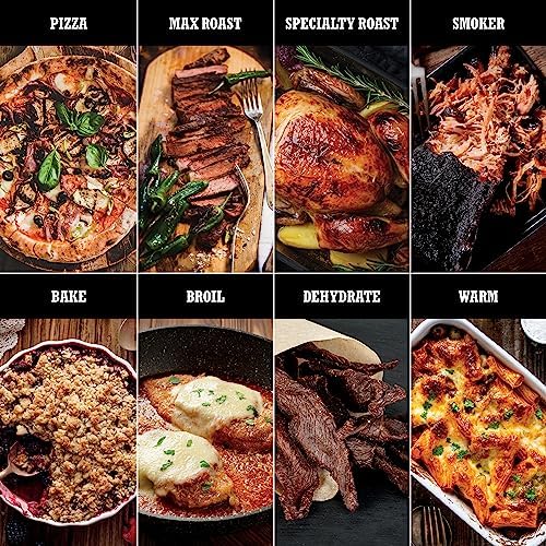 Ninja Woodfire Outdoor Pizza Oven  8 in 1 Portable Electric Roaster Oven  Heats up to 700 F  5 Artisan Pizza Settings  Integrated BBQ Smoker Box  Includes Flavored Wood Pellets  Terracotta Red