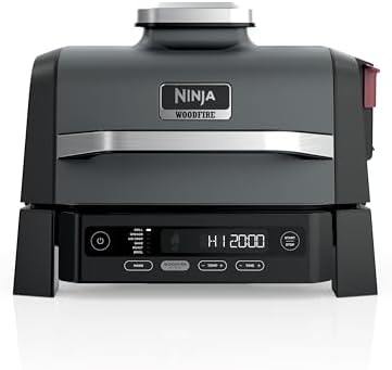 Ninja Woodfire Outdoor Grill & Smoker  6 in 1 Functionality  Grill  Smoke  Bake  Roast  Air Fry  Broil  Authentic Woodfire Flavors  Electric Heat  OG321