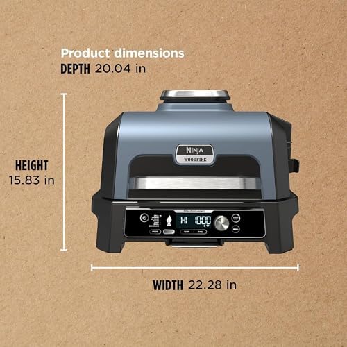 Ninja Woodfire Pro Connect XL Outdoor Grill & Smoker   Bluetooth  App Enabled   7 in 1 Grill  BBQ Smoker  Outdoor Air Fryer   Woodfire Technology   Built In Thermometer   Black & Gold   OG951BK1