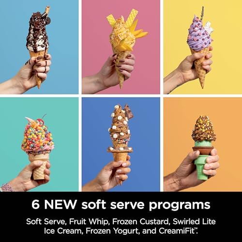 Ninja  Refurbished  Swirl by CREAMi Ice Cream and Soft Serve Maker  Sorbet  Milkshake  Frozen Yogurt  Low Calories Program 13 in 1  Soft Serve Handle   2  CREAMi Swirl 16oz Pints  Renewed 