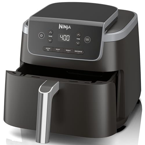 Ninja Freidora de aire | Freidora de aire profesional 4 en 1, asar, recalentar, deshidratar | Capacidad de 5 cuartos de galón para hasta 4 libras de papas fritas | Temperatura máxima de 400 F | Cesta