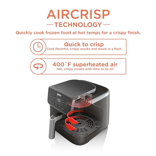 Ninja Freidora de aire | Freidora de aire profesional 4 en 1, asar, recalentar, deshidratar | Capacidad de 5 cuartos de galón para hasta 4 libras de papas fritas | Temperatura máxima de 400 F | Cesta