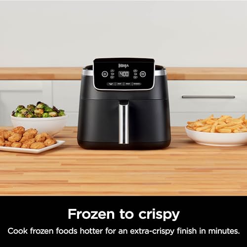 Ninja Freidora de aire | Freidora de aire profesional 4 en 1, asar, recalentar, deshidratar | Capacidad de 5 cuartos de galón para hasta 4 libras de papas fritas | Temperatura máxima de 400 F | Cesta