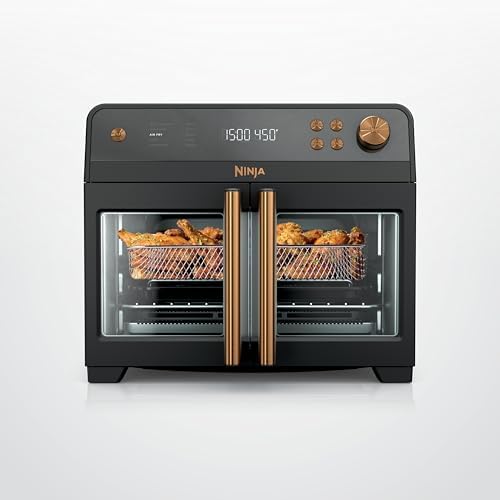 Ninja   French Door Premier Air fry Oven   10 in 1 functions   20 3 qt capacity   5 qt Air Fry Basket  Sheet Pan  Wire Rack  Broil Rack   PFAS free Cooking Surface  Dishwasher Safe Accessories   FO101