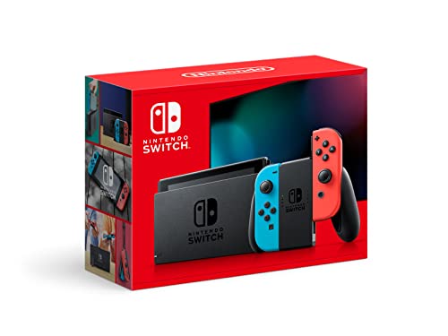 Nintendo Switch  with Neon Blue and Neon Red Joy Con   Renewed