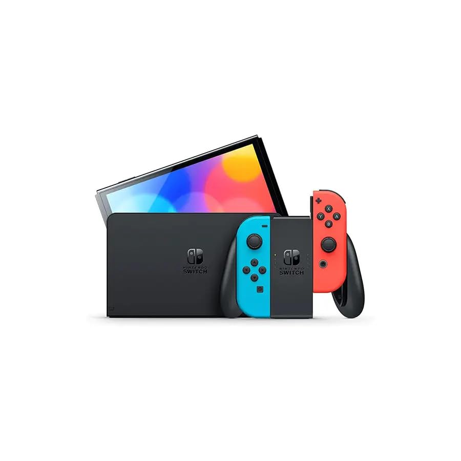 Nintendo Switch with Neon Blue and Red Joy Con  Renewed 