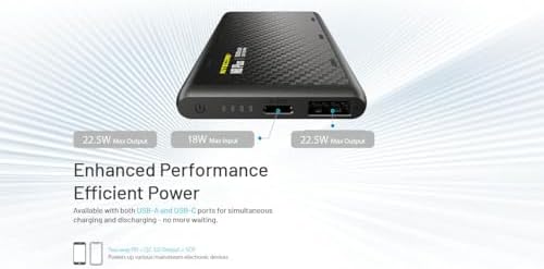 Nitecore NB Plus 10 000mAh Power Bank  Ultra Lightweight and Slim USB C and USB A Ports for Phones  iPads and More Travel Ready Fast Charging 5V/3A QC PD