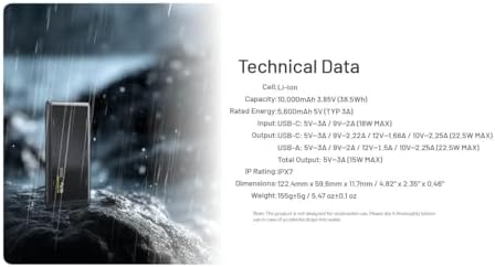 Nitecore NB Plus 10 000mAh Power Bank  Ultra Lightweight and Slim USB C and USB A Ports for Phones  iPads and More Travel Ready Fast Charging 5V/3A QC PD