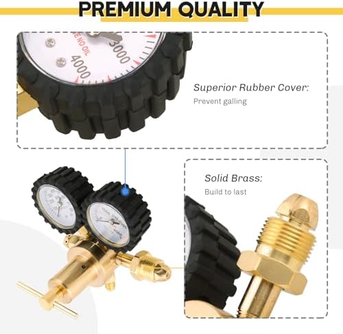 Nitrogen Regulator with 0 800 PSI Delivery Pressure   CGA580 Inlet  Heavy Duty Handle  1/4 Inch Male Flare Outlet Connection