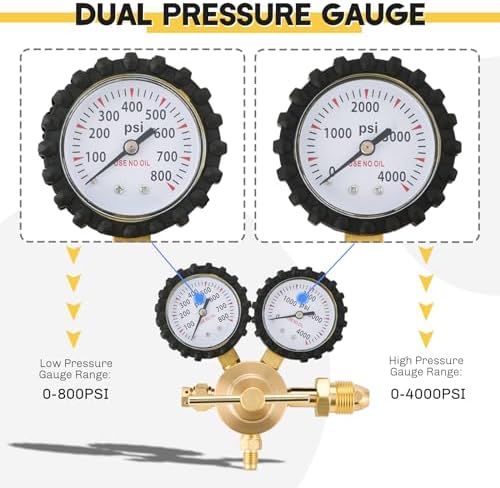 Nitrogen Regulator with 0 800 PSI Delivery Pressure   CGA580 Inlet  Heavy Duty Handle  1/4 Inch Male Flare Outlet Connection