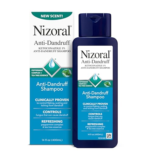 Nizoral Anti Dandruff Shampoo with 1  Ketoconazole  14 Fl Oz  Peppermint and Tea Tree Scent  Anti Fungal Shampoo  For All Hair Types