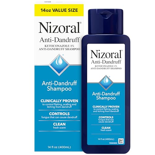 Nizoral Anti Dandruff Shampoo with 1  Ketoconazole  14 Fl Oz  Peppermint and Tea Tree Scent  Anti Fungal Shampoo  For All Hair Types