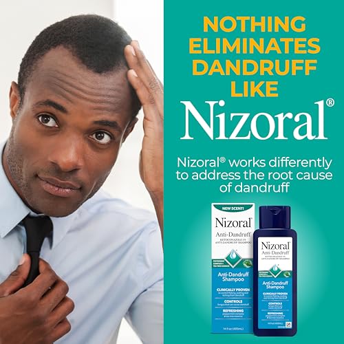 Nizoral Anti Dandruff Shampoo with 1  Ketoconazole  14 Fl Oz  Peppermint and Tea Tree Scent  Anti Fungal Shampoo  For All Hair Types