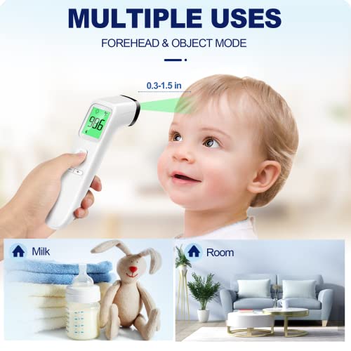 Termómetro sin contacto para adultos y niños, termómetro digital preciso para bebés, alarma de fiebre y modo silencioso, modo 2 en 1 frente y objeto