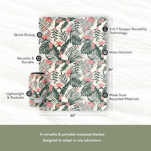 Nomadix Puffer Blanket   Water Resistant  Eco Friendly Insulated Blanket with Snaps for Camping  Beach  and Travel  Made from Recycled Materials