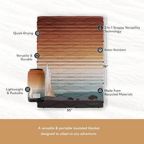 Nomadix Puffer Blanket   Water Resistant  Eco Friendly Insulated Blanket with Snaps for Camping  Beach  and Travel  Made from Recycled Materials