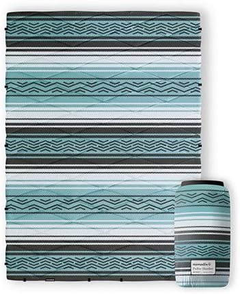 Nomadix Puffer Blanket   Water Resistant  Eco Friendly Insulated Blanket with Snaps for Camping  Beach  and Travel  Made from Recycled Materials