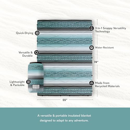 Nomadix Puffer Blanket   Water Resistant  Eco Friendly Insulated Blanket with Snaps for Camping  Beach  and Travel  Made from Recycled Materials