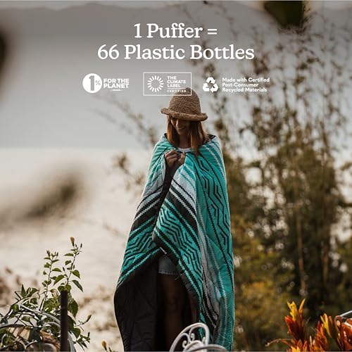 Nomadix Puffer Blanket   Water Resistant  Eco Friendly Insulated Blanket with Snaps for Camping  Beach  and Travel  Made from Recycled Materials