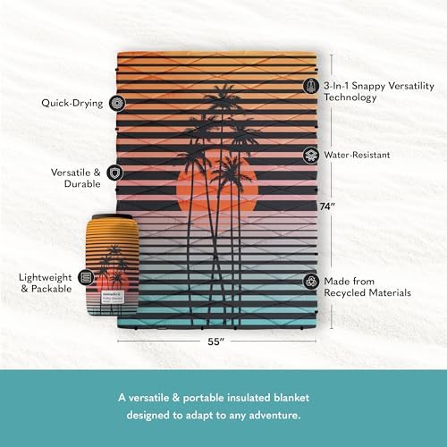 Nomadix Puffer Blanket   Water Resistant  Eco Friendly Insulated Blanket with Snaps for Camping  Beach  and Travel  Made from Recycled Materials