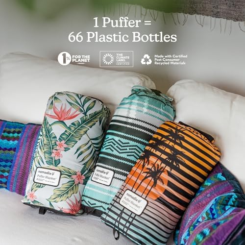 Nomadix Puffer Blanket   Water Resistant  Eco Friendly Insulated Blanket with Snaps for Camping  Beach  and Travel  Made from Recycled Materials