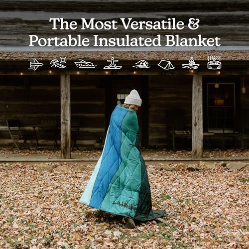 Nomadix Puffer Blanket   Water Resistant  Eco Friendly Insulated Blanket with Snaps for Camping  Beach  and Travel  Made from Recycled Materials