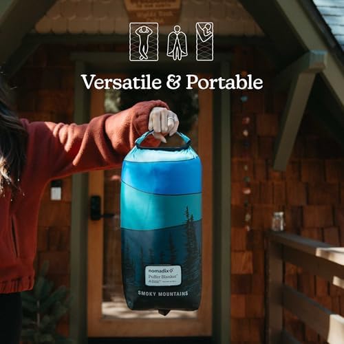 Nomadix Puffer Blanket   Water Resistant  Eco Friendly Insulated Blanket with Snaps for Camping  Beach  and Travel  Made from Recycled Materials