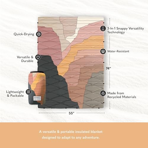 Nomadix Puffer Blanket   Water Resistant  Eco Friendly Insulated Blanket with Snaps for Camping  Beach  and Travel  Made from Recycled Materials