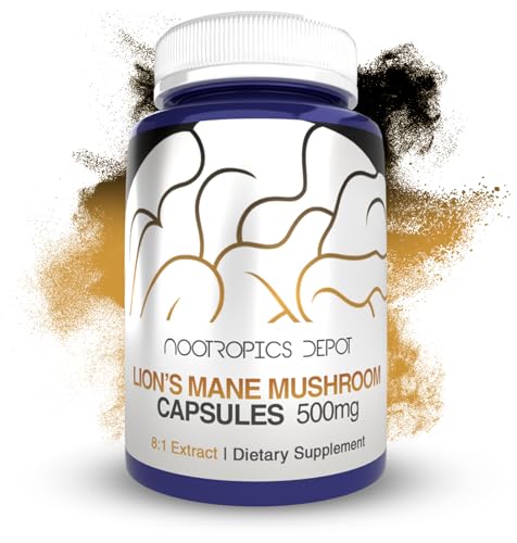 Nootropics Depot Lions Mane Mushroom Capsules   8 1 Whole Fruiting Body Dual Extract   500mg   60 Count   Hericium erinaceus