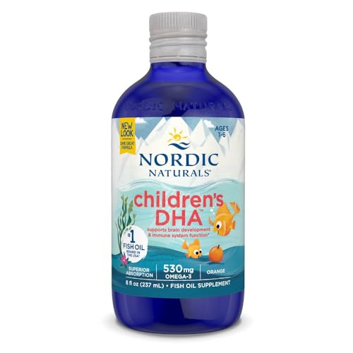 Nordic Naturals Children s DHA  Orange   8 oz for Kids   530 mg Omega 3 with EPA & DHA   Brain Development & Function   Non GMO   96 Servings