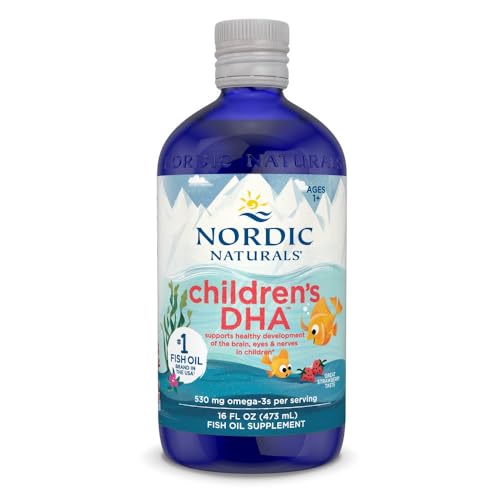 Nordic Naturals Children s DHA  Strawberry   16 oz for Kids   530 mg Omega 3 with EPA & DHA   Brain Development & Function   Non GMO   192 Servings