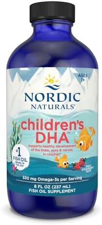 Nordic Naturals Children s DHA  Strawberry   8 oz for Kids   530 mg Omega 3 with EPA & DHA   Brain Development & Function   Non GMO   96 Servings