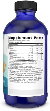 Nordic Naturals Children s DHA  Strawberry   8 oz for Kids   530 mg Omega 3 with EPA & DHA   Brain Development & Function   Non GMO   96 Servings