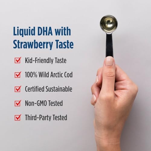 Nordic Naturals Children s DHA  Strawberry   8 oz for Kids   530 mg Omega 3 with EPA & DHA   Brain Development & Function   Non GMO   96 Servings