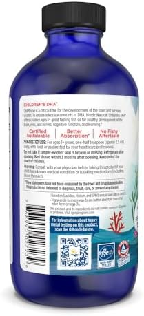 Nordic Naturals Children s DHA  Strawberry   8 oz for Kids   530 mg Omega 3 with EPA & DHA   Brain Development & Function   Non GMO   96 Servings