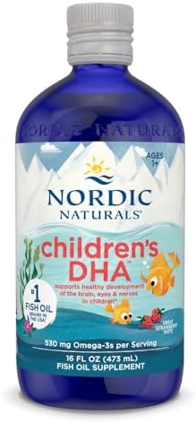 Nordic Naturals Children s DHA  Strawberry   8 oz for Kids   530 mg Omega 3 with EPA & DHA   Brain Development & Function   Non GMO   96 Servings