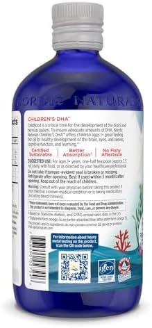 Nordic Naturals Children s DHA  Strawberry   16 oz for Kids   530 mg Omega 3 with EPA & DHA   Brain Development & Function   Non GMO   192 Servings