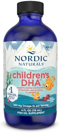 Nordic Naturals Children s DHA  Strawberry   16 oz for Kids   530 mg Omega 3 with EPA & DHA   Brain Development & Function   Non GMO   192 Servings