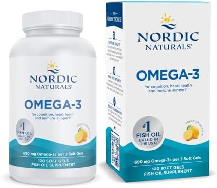 Nordic Naturals Omega 3  Lemon Flavor   180 Soft Gels   690 mg Omega 3   Fish Oil   EPA & DHA   Immune Support  Brain & Heart Health  Optimal Wellness   Non GMO   90 Servings