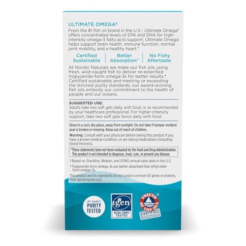 Nordic Naturals Ultimate Omega  Lemon Flavor   180 Soft Gels   1280 mg Omega 3   High Potency Fish Oil with EPA & DHA   Promotes Brain & Heart Health   Non GMO   90 Servings