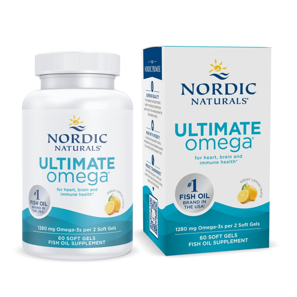 Nordic Naturals Ultimate Omega Softgels  Lemon  1280 mg  Fish Oil  60 Ct