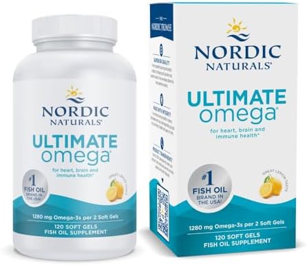 Nordic Naturals Ultimate Omega  Lemon Flavor   180 Soft Gels   1280 mg Omega 3   High Potency Fish Oil with EPA & DHA   Promotes Brain & Heart Health   Non GMO   90 Servings