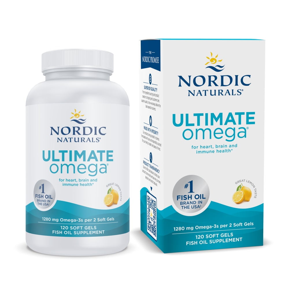 Nordic Naturals Ultimate Omega Softgels  Lemon  1280 mg  Fish Oil  120 Ct