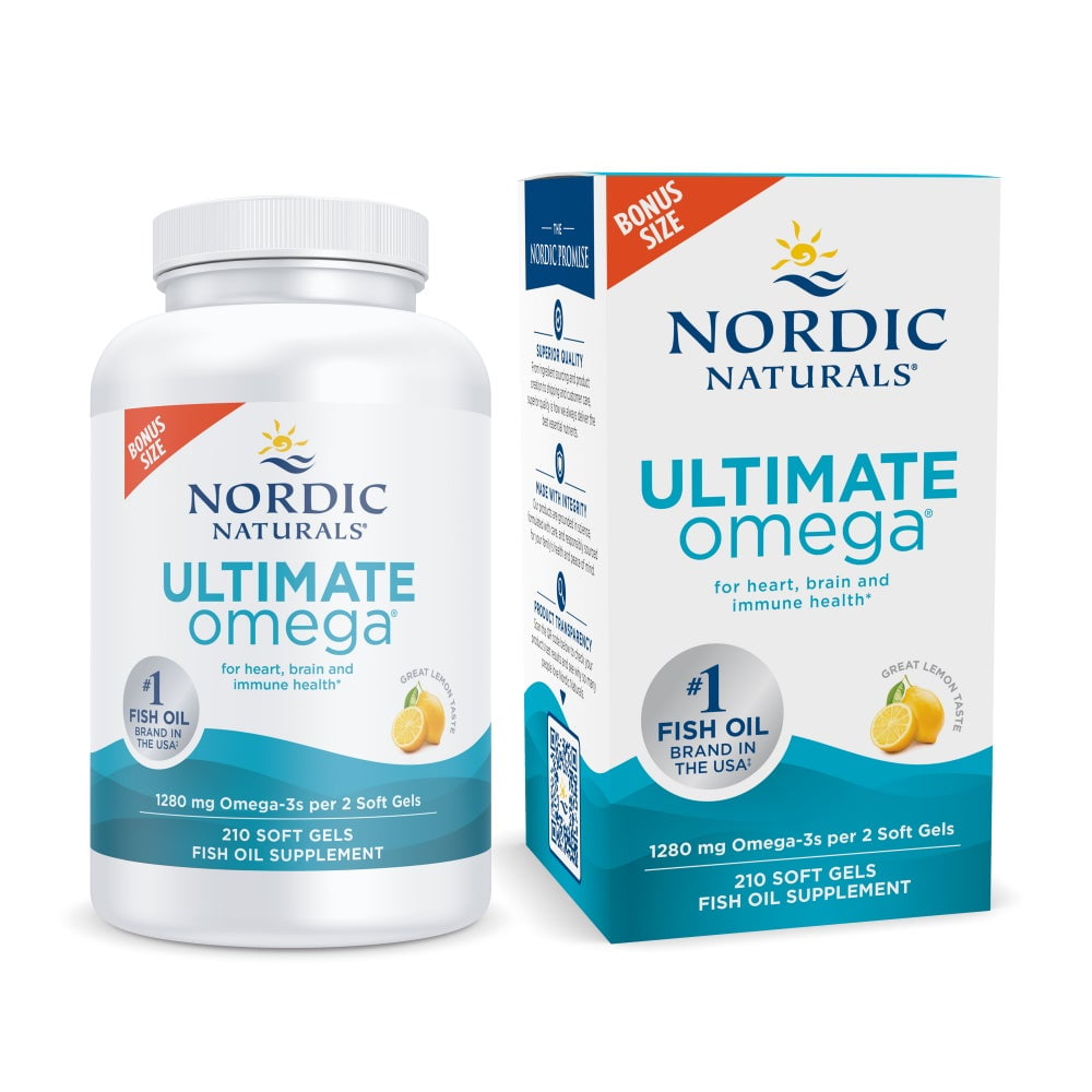 Nordic Naturals Ultimate Omega Softgels  Lemon  1280 mg  Fish Oil  210 Ct