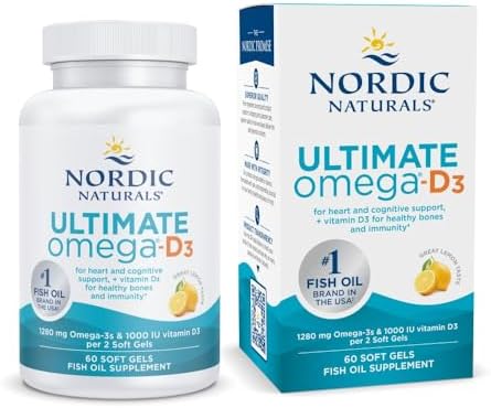 Nordic Naturals Ultimate Omega D3  Lemon Flavor   120 Soft Gels   1280 mg Omega 3   1000 IU Vitamin D3   EPA & DHA   Promotes Brain  Heart  & Immune Health   60 Servings