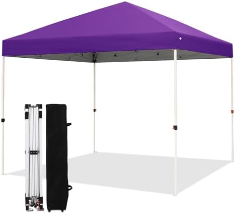 Northroad 10x10ft Pop Up Canopy  Popup Outdoor Canopy Tent with Wheeled Carrying Bag Portable Gazebo Shelter for Patio Deck Garden Beach Purple 