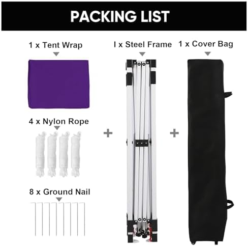 Northroad 10x10ft Pop Up Canopy  Popup Outdoor Canopy Tent with Wheeled Carrying Bag Portable Gazebo Shelter for Patio Deck Garden Beach Purple 